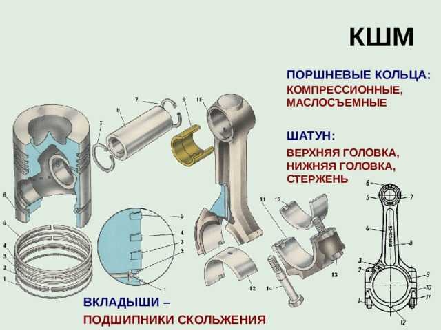 Общее устройство кривошипно-шатунного механизма (кшм)