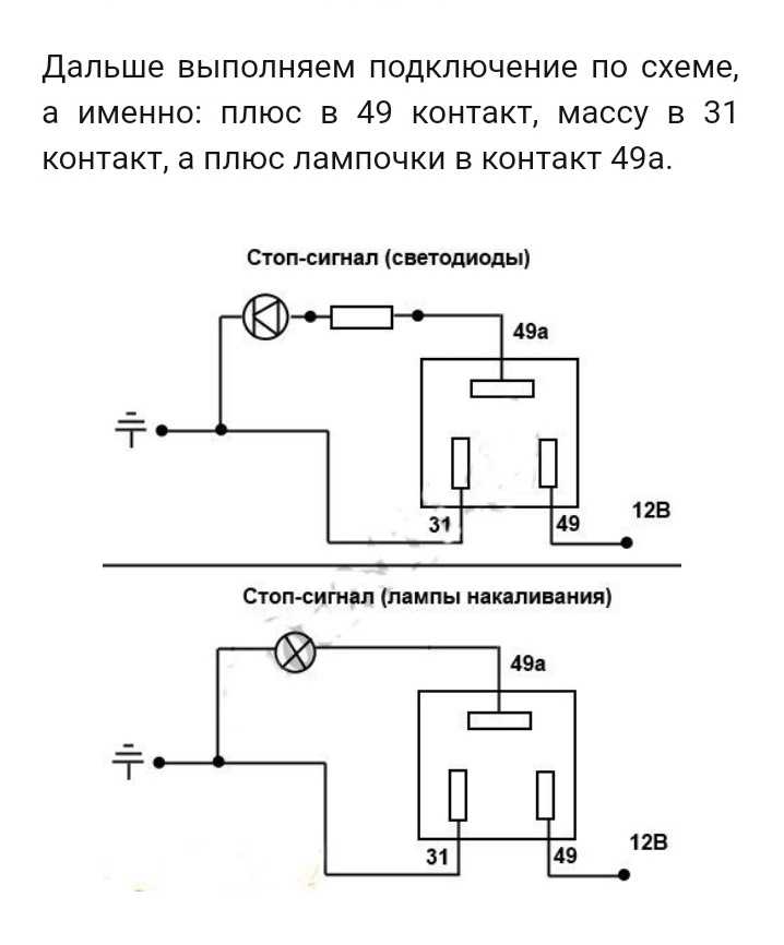 Схема работы стоп сигналов